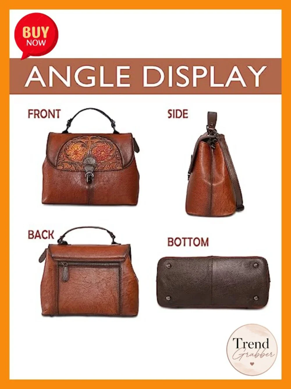 Genuine Leather Top Handle Satchel Handbag Handmade Embossed Crossbody Hobo